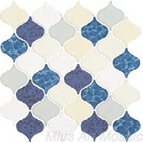 Simply europe style white blue mix lantern porcelain mosaic tile DIY wallpaper for kitchen backsplash