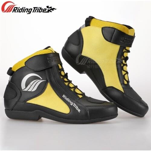 Men Woman Motorcycle Boots Microfiber Leather Anti Collision Breathable Off Road Dirt bike Riding Boot Outdoor Sport Shoes A015