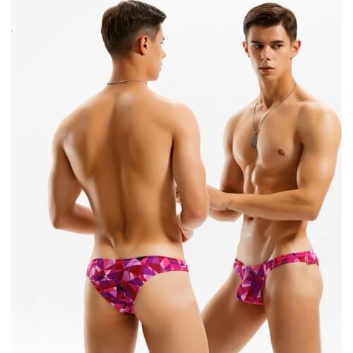 SD691 New men beach shorts sexy swimwear tight low waist men bikinis hot gay man thong swimsuits half hip swim briefs trunk