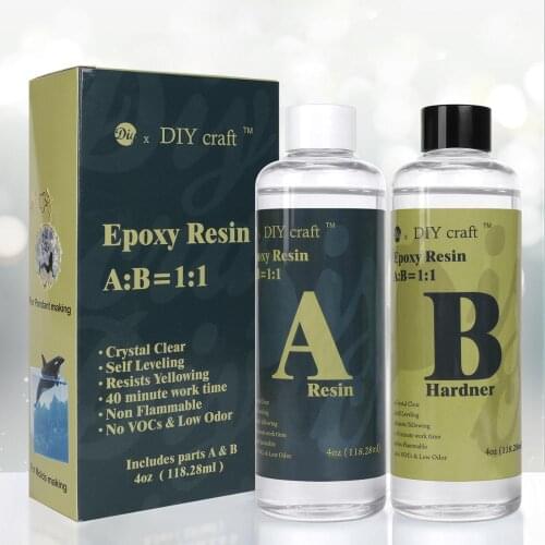 DIY Craft 8 Ounce Quick Curing AB Resin 1:1 Kit Clear Hard Epoxy Resin Jewelry Making Tool