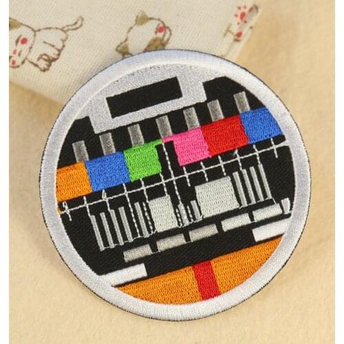 Exquisite High-quality Personalized TV Radio Test Chart Circular Embroidery Patch Badge DIY Clothes Bag Hat Decoration Accessory