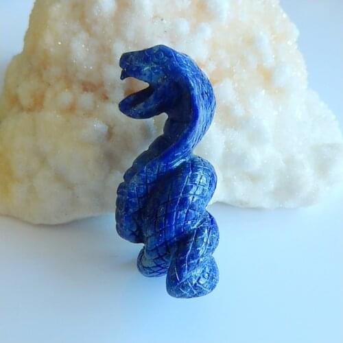 Natural Gemstone Carved snake Lapis Lazuli,Gemstone Bead diy necklace pendants cabochons,46x25x20mm,26.8g