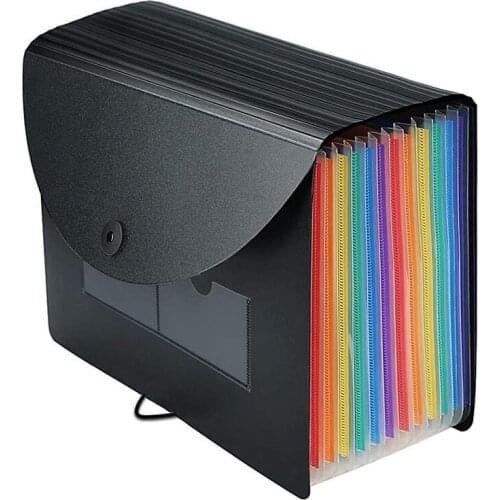 NEW-Expanding File Folder 12 Pockets File Organizer Filing Box,A4 Accordion Bill/Document/Receipt Folders with Colored Tabs