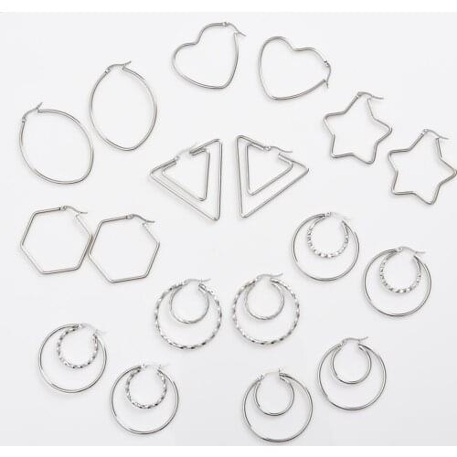 Wholesale 10pcs/lot Womens Stainless Steel Mix Style Hook Earrings For Women Party Gift Not Fade