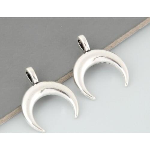 30pcs Silver Color Half Moon Charms Natural Pendant For DIY Handmade Jewelry Making Accessorie 20.5x17mm