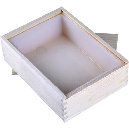 Silicone Soap Mold Rectangle Loaf Mould with Wooden Box DIY Handmade Soap Making Tool