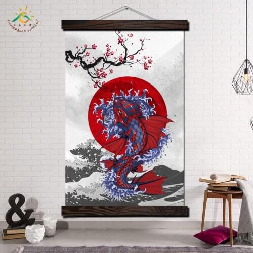 Tattoo Fish Japan Art Print Posters and Prints Scroll Painting Canvas Art Modern Wall Poster Frame Painting Home Decoration