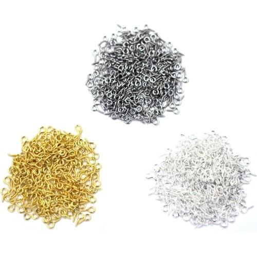 Screw Bail Eye Pins Hooks Pendant Eyelets Peg Threaded Clasps Top Drilled End Caps Connectors Jewelry DIY Findings 8x4mm 500Pcs