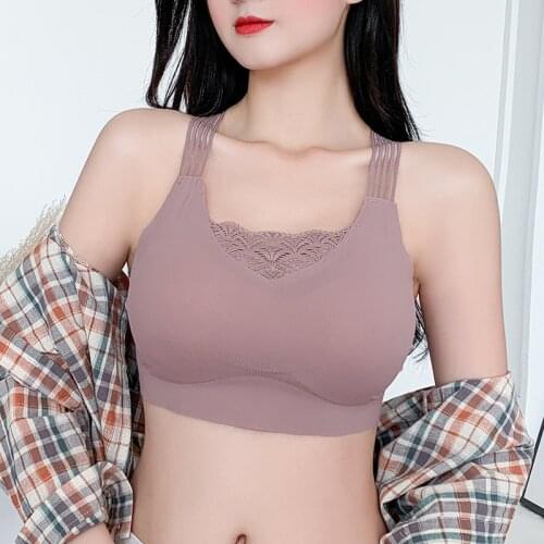 Women Bralette Seamless Wrapped Chest Lace Sexy Underwear With Chest Pad Sling Tube Top Vest Ladies Yoga Fitness Sports Bras H66