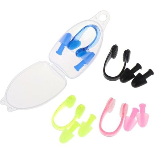 2pcs Ear Plugs 1pcs Nose Clip Waterproof Diving Swimming Ear Plugs & Silicone Nose Clip Kit with Storage Box for Kids Adult