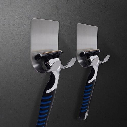 2pcs Punch Free Razor Holder Storage Hook Wall Men Shaving Shaver Shelf Bathroom Razor Rack Wall Bathroom Accessories