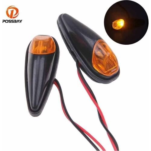 POSSBAY 2Pcs Led Motorcycle Signal Lamp Amber Motocross Turn Signal Light Universal Motorbike Indicator Lamp Scooter Accessories
