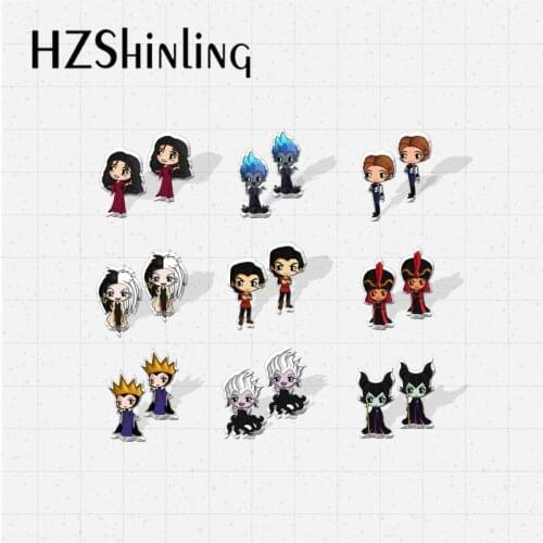 2021 New Arrival Kawaii Disney Fairy Stories Movies Villains Characters Epoxy Acrylic Stud Earrings