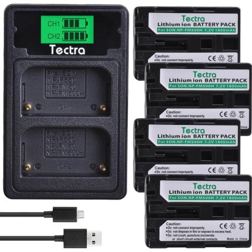 4PCS 1800mAh NP-FM500H NPFM500H Battery+LCD Charger for Sony Alpha A58 DSLR-A350A300/A350/A450/A500/A550/A580/A850 SLT-A57