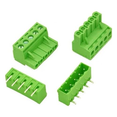 5Pairs 15EDG 3.81mm 300V 8A KF2EDG PCB Screw Terminal Block Connector Plug-Pin Right Angle 3.81mm Pitch Header Socket 2-12PIN
