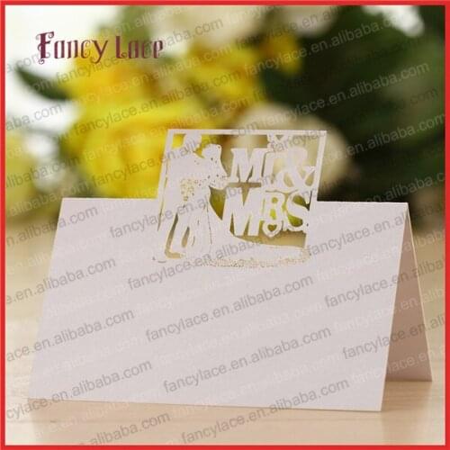 50PCS Latest Laser Cut Party Decorations Bride and Groom Romantic Seat Card, Place Card, Table Card for Wedding Party Decor