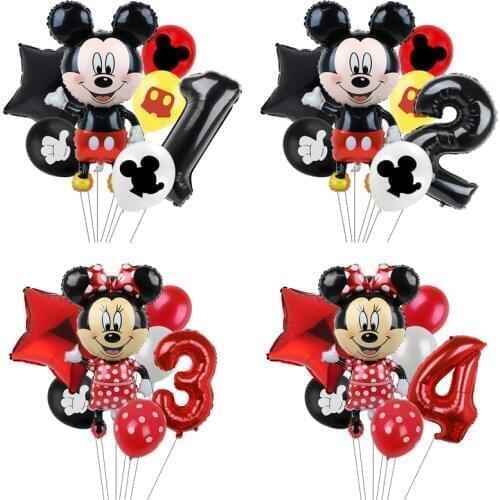 7pcs Disney Mickey Mouse Party Balloons Minnie Balloons 32" Number Baby Shower Birthday Party Decorations Kids Toy Gifts supplie