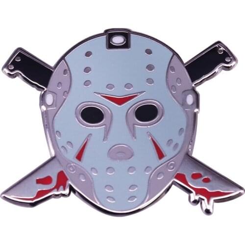 Horror Movie Lovers Accessories Friday the 13th Jason Voorhees Mask Metal Enamel Lapel Clothes Coats Bag Badge Brooch Pin