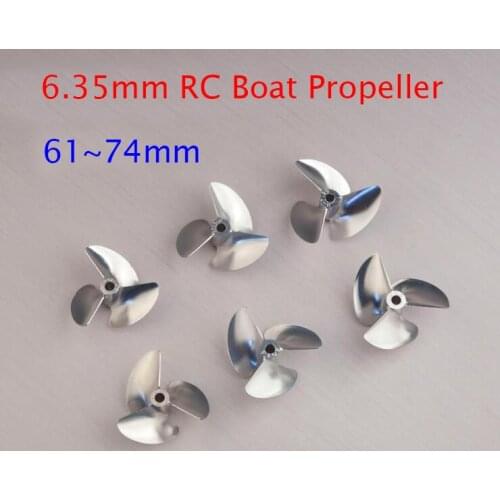 6.35mm CNC RC Boat Aluminum Propeller 3-Blades 61/62/64/66/68/70/74mm RC Racing O Boat Screw Spare Parts