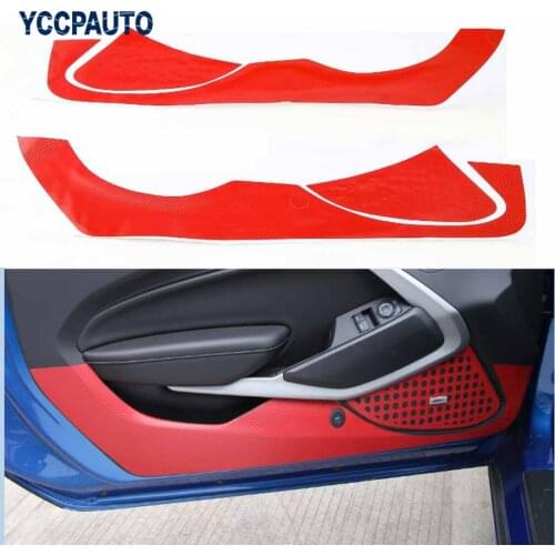 Car Styling For Ford Mustang 2015 2016 Car Interior Door Side Anti Kick Carbon Fiber Stickers Styling Cover Accessory 2pcs/set