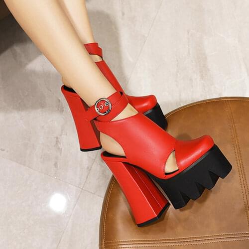DORATASIA Genuine Leather Women Solid Buckle High Heel Platform Shoes Office Lady Luxury Trendy Sandals Women Sandals