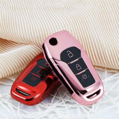 Colorful Full Cover New Soft TPU Car Key Case Shell For Ford Fusion Fiesta Escort Mondeo Everest Ranger AutoAccessories Keychain