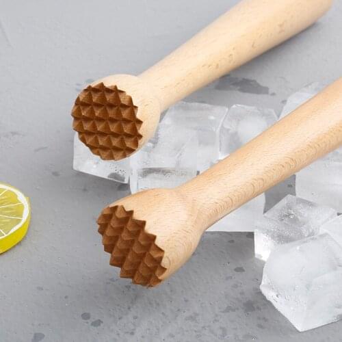 Beechwood Drink Muddler Wooden Masher Crusher Cocktail Damper Tool Ice Hammer DIY Drink Fruit Muddler Crushed Ice Tool