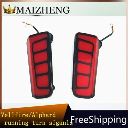 For Toyota Vellfire 2016 2017 2018 Rear Bumper Reflector LED Brake Light Driving lights with running turn siganls Waterproof 12V