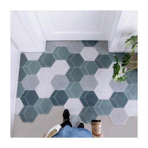Hot Sale PVC Silk Loop Dust-proof Indoor Outdoor Door Mat Diamond Plaid Custom Irregular Shape Rug Nordic Minimalist Door Mat