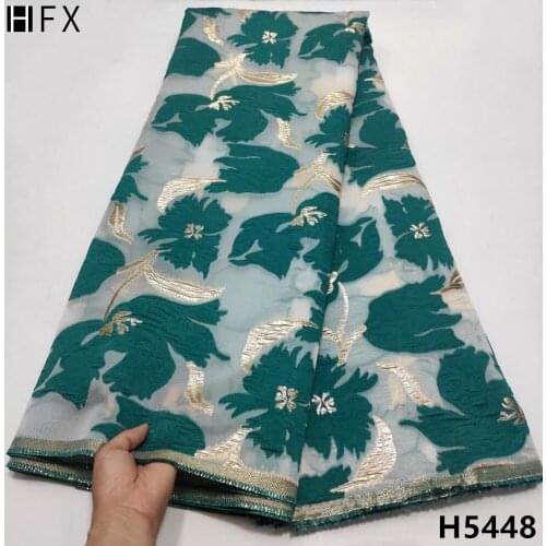 HFX Green Brocade Jacquard African Lace Fabric 2021 High Quality Lace Mesh Lace Fabric NIgerian For Wedding Sewing X5448