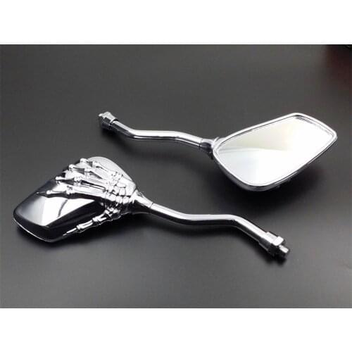Chrome Skull Hand Skeleton Mini Side Mirror Motorcycle Street Sport Bike Cruiser