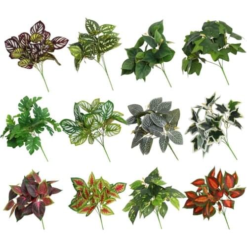 Artificial Leaves Branch Eucalyptus Grass Plastic Ferns Green Leaves Fake Flower Plant Outdoor Wedding Home Table Room Decor