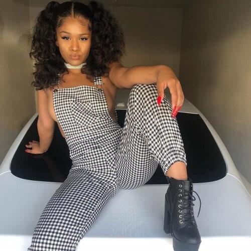 Black White Plaid Overalls New Fashion Female Jumpsuit Casual Long Overalls Streetwear Cool Girls Cargo Trousers Long Pants