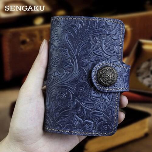 Handmade Genuine Leather Card Holder Purse 24 Card Slots Womens Pouch Mens Wallet