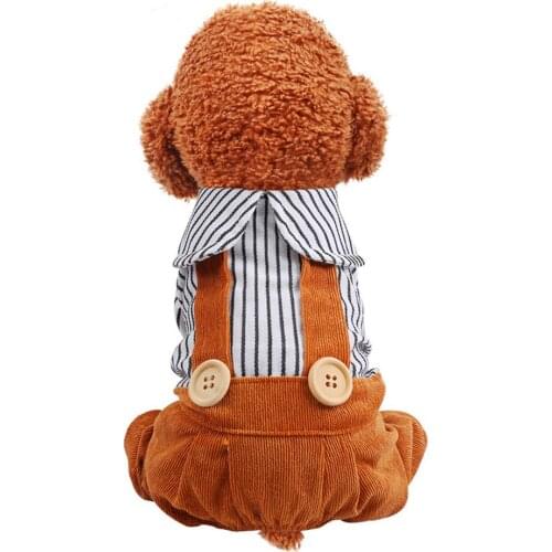 Gentleman Pets Puppy Costume Autumn Dog Clothes for Small Dogs Chihuahua Teddy Outfit Striped Four-legged Dog Jumpsuit Dog Coat