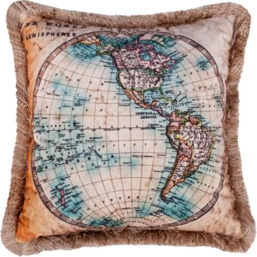 Square Pillowcase And Pillow Inside 450x450 Zippered World Map Velvet Fabric Frilly Models Decorative Sofa Home Cushions