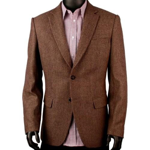 Dark Brown Pattern Mens Tweed Jacket Men Tailor Made Causal Blazer,Slim Fit Tweed Men Suit Jacket Veste Homme Costume Luxe