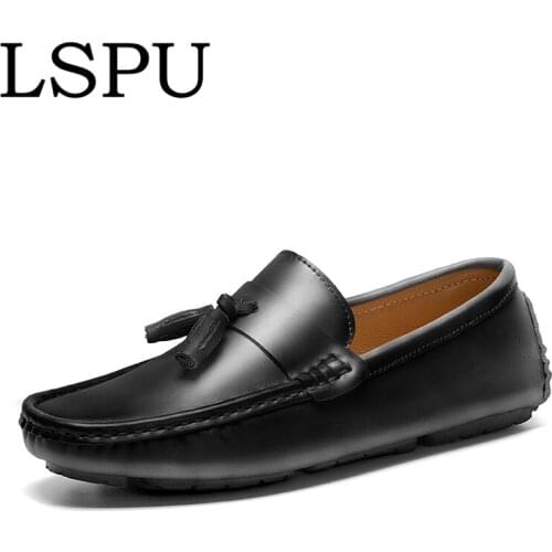 Vintage Business Genuine Leather Men Loafers Slip On Breathable Casual Moccasin Men Shoes Fashion Mens Driving Shoes Size 38-45
