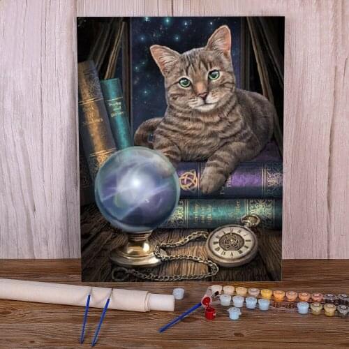 Cat Animals DIY Paint By Numbers Complete Kit Acrylic Paints 50*70 Oil Painting Decorative Paintings For Kids Wholesale