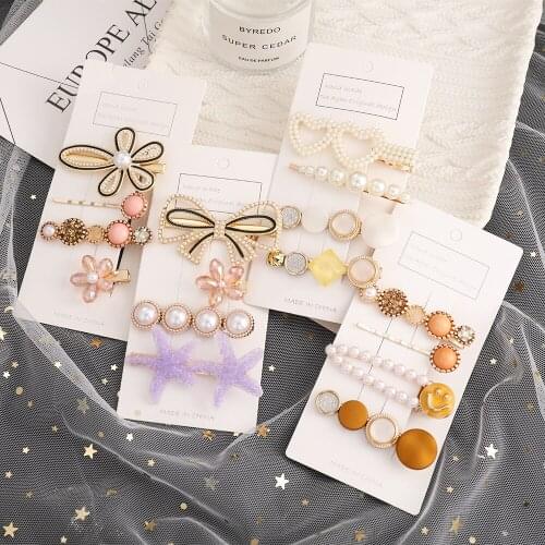 Cute Diamonds Hairpin Set Bow For Women Girls Hair Stars Colorful Hair Ties Elastic Elegant Hair Accessories Wedding Party