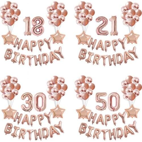 Rose Gold letter Number heart Balloon set Garland party baby shower bridal shower anniversari decoration for boy girl birthday