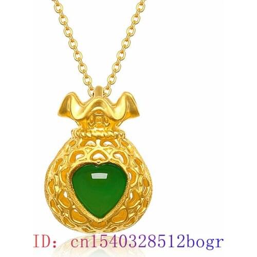 Jade Lucky bag Pendant Jewelry Amulet Women Charm Chalcedony 925 Silver Fashion Natural Hetian Gifts Necklace Chinese