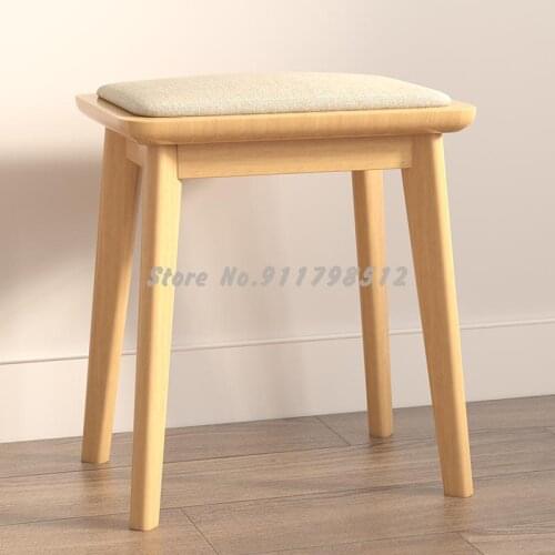 Nordic solid wood makeup stool home bedroom small stool ash wood creative soft package modern minimalist dressing stool