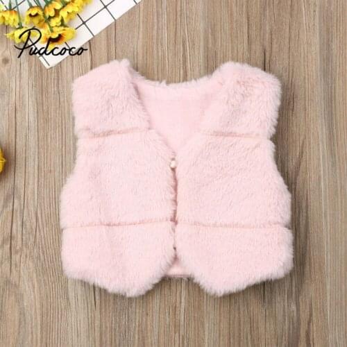Pudcoco 2019 New Winter Baby Girls Clothes Faux Fur Fleece Coat Pageant Warm Vests Xmas Snowsuit Baby Waistcoats Outerwear