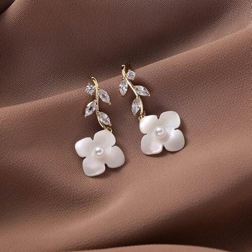 Shinning Zircon Shell Flower Earrings For Women 2020 New Jewelry Delicate Earings Wholesale