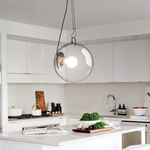 Modern LED Pendant Lights Round Glass Ball Hanging Lamp Restaurant Living Room Suspension Luminaire Bedroom Fixtures