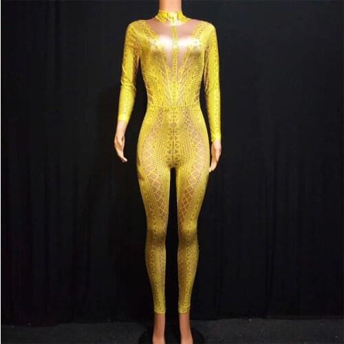 Strtech Printed Jumpsuit Sexy Nightclub One-piece Costume Women Bodysuit Outfit Dance Stage Show Party Performance Wear DJ1016