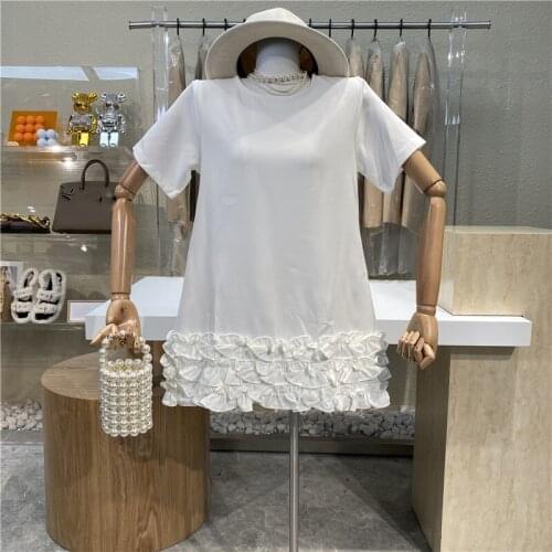 Heavy Industry Three-dimensional Wooden Ear Temperament Dress Fashion Goddess Fan Loose Age-reducing Petal Edge Cake Dress