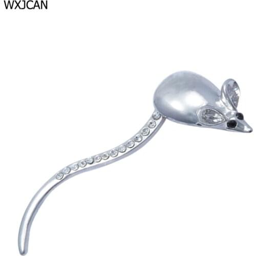 WXJCAN cute little mouse brooch suit hats clips badge Long tail can swing