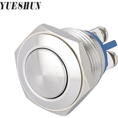 YUESHUN 16mm Push Button Switch Household Appliance Stainless Steel Momentary Switches Smart Home Accessories Round Heard Switch
